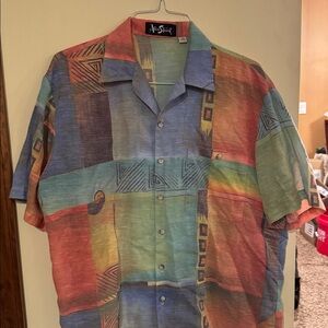 Alan Stuart Blue, Orange & Green Nautical Print Short-Sleeve Shirt